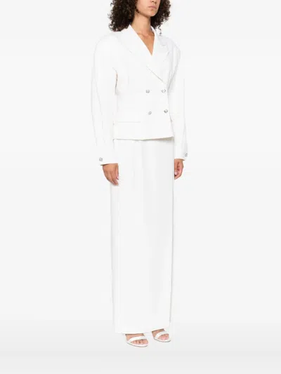 Alessandra Rich Crystal-embellished Double-breasted Jacket In White