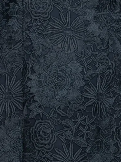 Rotate Birger Christensen Rotate Intricate Lace Dress With Wide Neckline In Blue