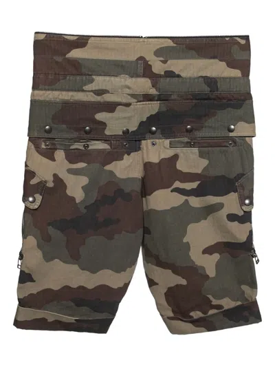 Pre-owned Faith Connexion Camouflage Cargo Shorts In Green