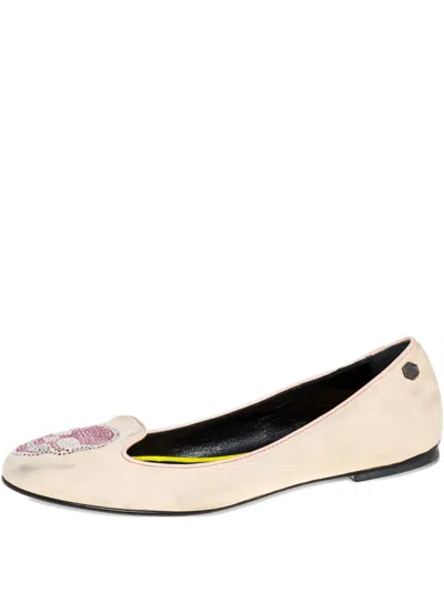 Pre-owned Philipp Plein Skull Motif Suede Flats