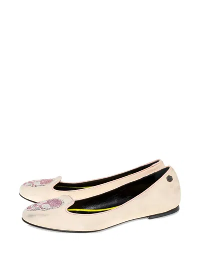 Pre-owned Philipp Plein Skull Motif Suede Flats