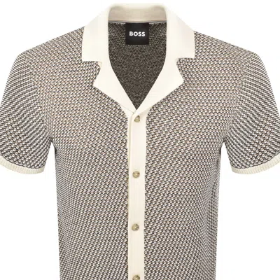 Hugo Boss Boss Iconico Knit Polo Beige In Gray