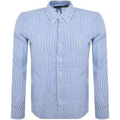 Ralph Lauren Striped Long Sleeved Shirt Blue In Blue