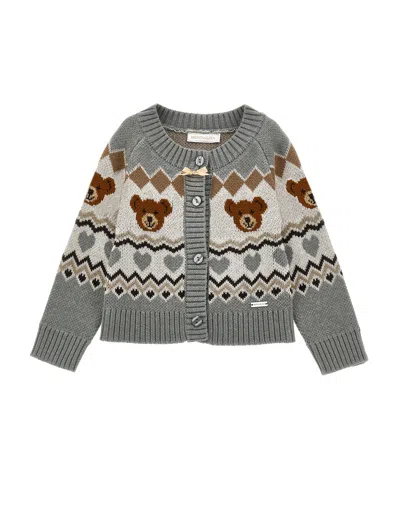 Monnalisa Button-up Cardigan In Gray