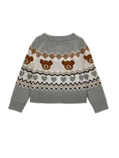 Monnalisa Button-up Cardigan In Gray