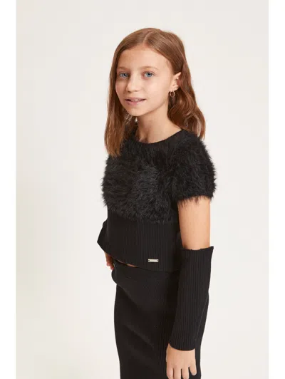 Monnalisa Skirt And Sweater Set In Black