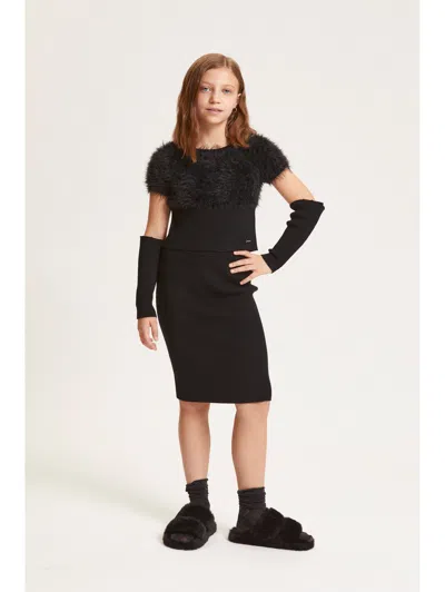 Monnalisa Skirt And Sweater Set In Black