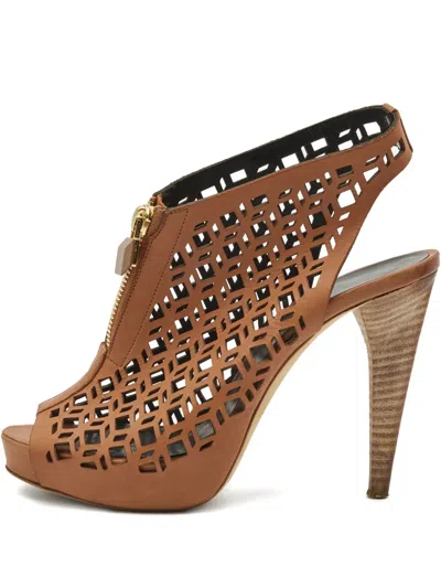 Pre-owned Pierre Hardy Laser-cut Zip Booties In Brown