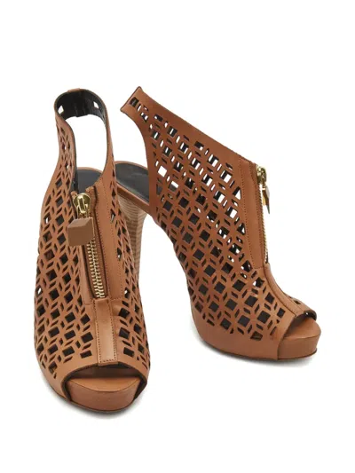 Pre-owned Pierre Hardy Laser-cut Zip Booties In Brown