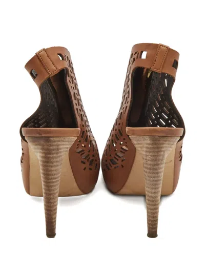 Pre-owned Pierre Hardy Laser-cut Zip Booties In Brown