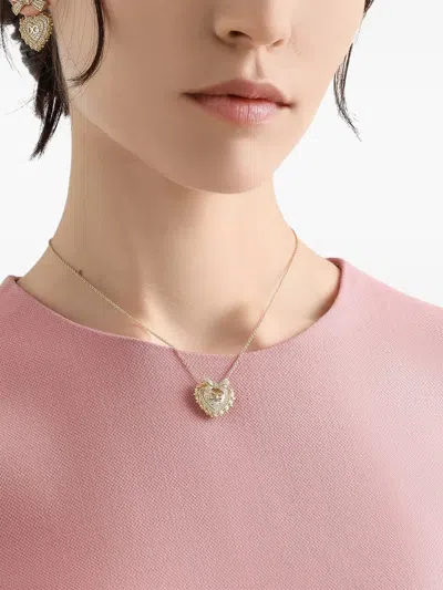 Dolce & Gabbana 18k Yellow Gold Devotion Diamond And Pearl Necklace In Gold