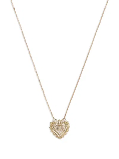 Dolce & Gabbana 18k Yellow Gold Devotion Diamond And Pearl Necklace In Gold