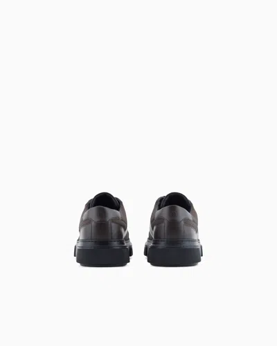 Giorgio Armani Leather And Fabric Sneakers In Brown