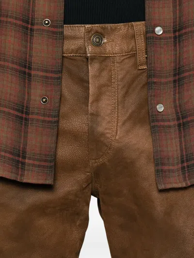 Isabel Marant Straight Leg Leather Trousers With Belt Loops In Brown