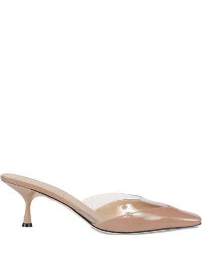 Sergio Rossi Leather Heeled Mules In Neutral