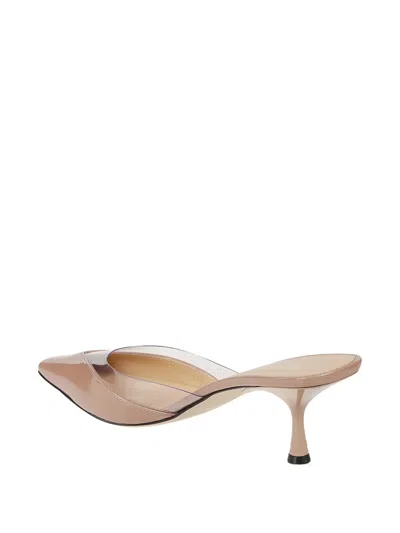 Sergio Rossi Leather Heeled Mules In Neutral