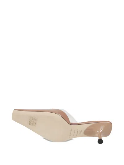 Sergio Rossi Leather Heeled Mules In Neutral