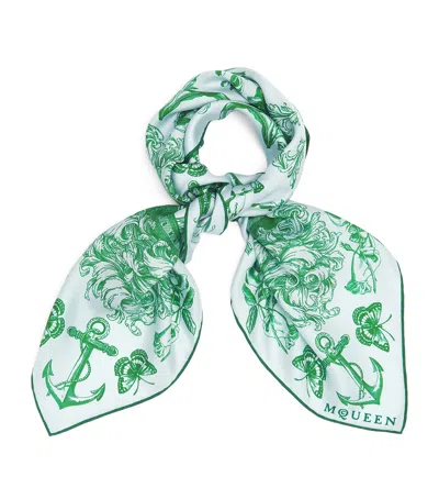 Alexander Mcqueen Silk Sailor Tattoo Scarf