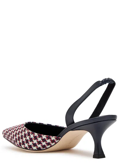 Manolo Blahnik Carolyne 50 Houndstooth Wool-tweed Slingback Pumps