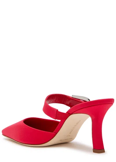 Manolo Blahnik Jabita 70 Crepe De Chine Mules In Red
