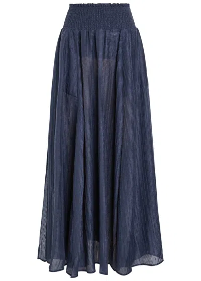 Luxe De Valentina Palma Embroidered Maxi Skirt In Blue