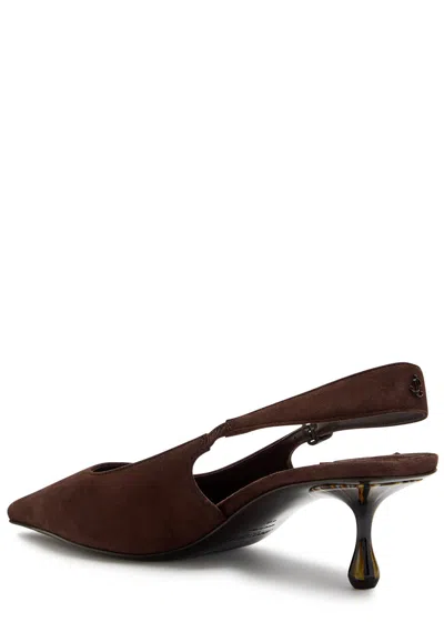 Jimmy Choo Amel 50 Suede Slingback Pumps In Brown