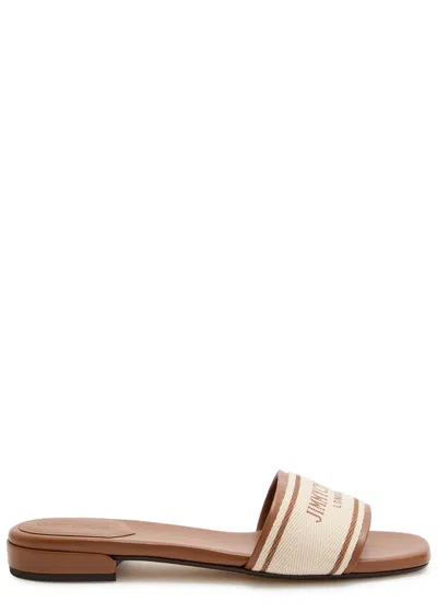 Jimmy Choo Joa Logo Canvas And Leather Sliders
