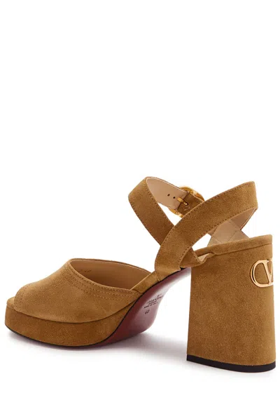 Valentino Brown Suede Logo Heels
