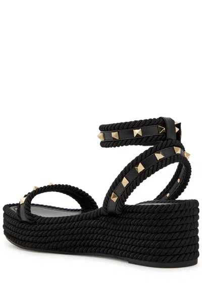 Valentino Rockstud Torchon Silk Espadrille Wedge Sandals