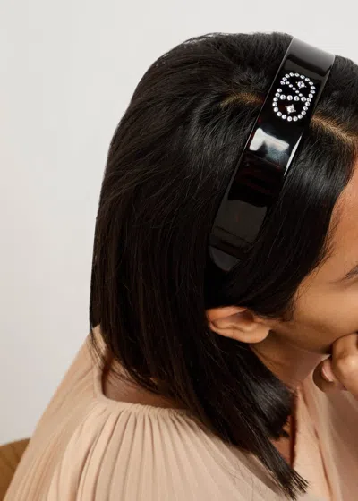 Valentino Garavani Crystal-embellished Vlogo Headband In Brown