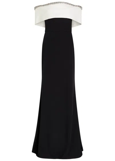 Roland Mouret Monochrome Embellished Crepe Gown
