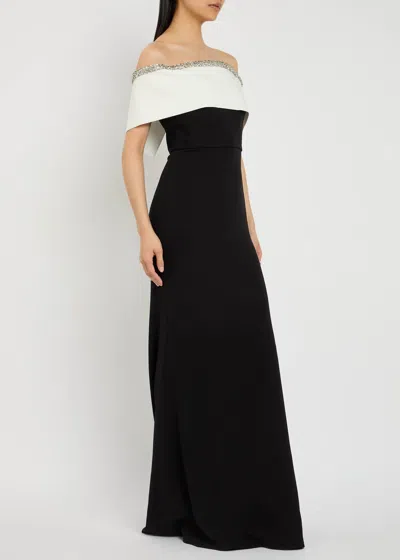 Roland Mouret Monochrome Embellished Crepe Gown
