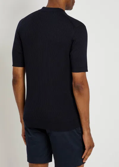 Sunspel Ribbed-knit Silk-blend Polo Shirt