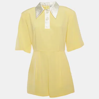 Pre-owned Rowen Rose Yellow Crepe Cady Playsuit M