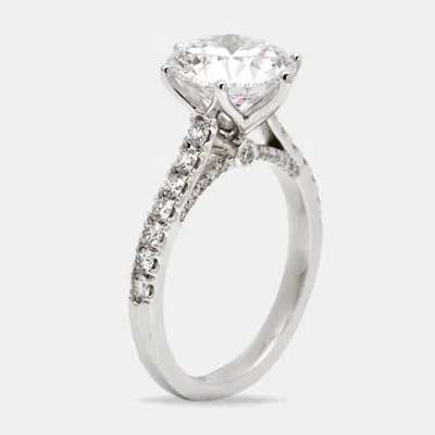 Pre-owned The Diamond Edit 3.65 Cts Round Brilliant Lab Grown Diamond 18k White Gold Ring Size 54