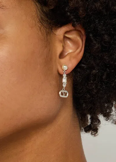 Valentino Garavani Vlogo Embellished Drop Earrings