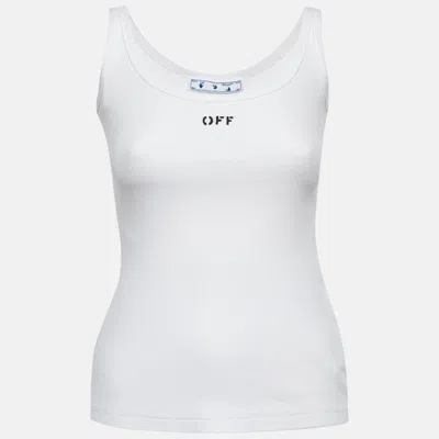 Pre-owned Off-white White Off Print Cotton Tank Top S