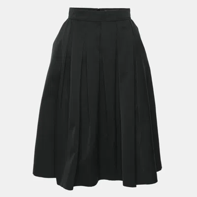 Pre-owned Max Mara Black Cotton Blend Pleated Midi Skirt S