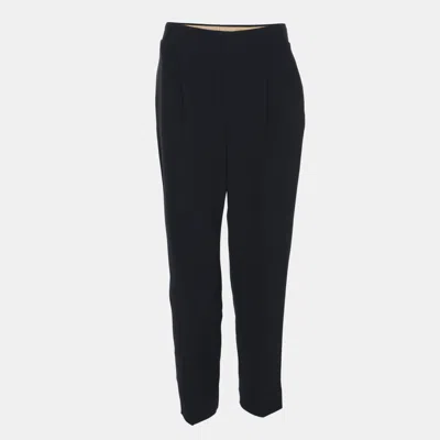 Pre-owned Chloé Deep Navy Crepe Trousers M In Blue