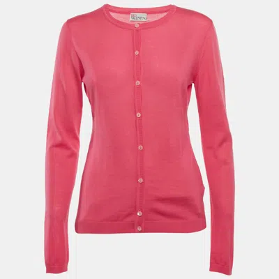 Pre-owned Red Valentino Pink Wool Knit Cardigan L