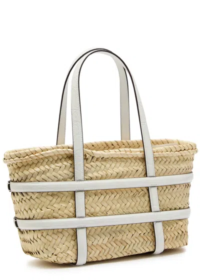 Tory Burch Ella Small Logo-embellished Straw Tote