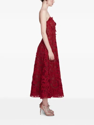 Marchesa Notte Strapless Corded-lace Midi Dress