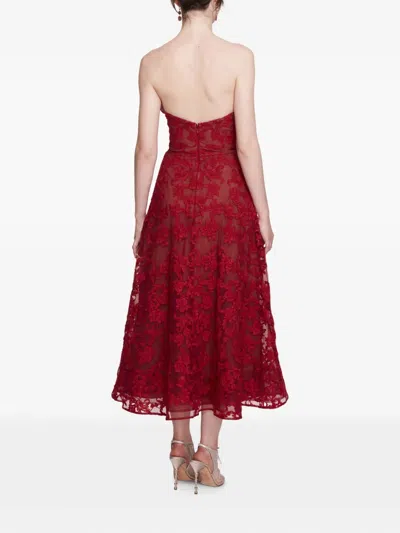 Marchesa Notte Strapless Corded-lace Midi Dress