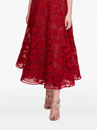 Marchesa Notte Strapless Corded-lace Midi Dress