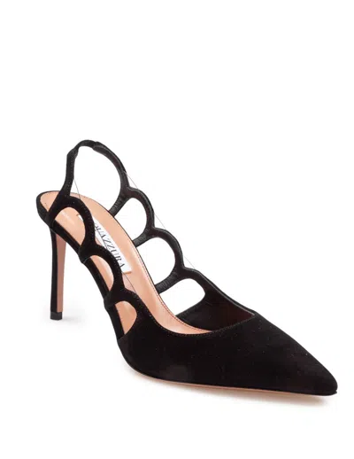 Aquazzura Decollete Bootie Pump 85 In Suede
