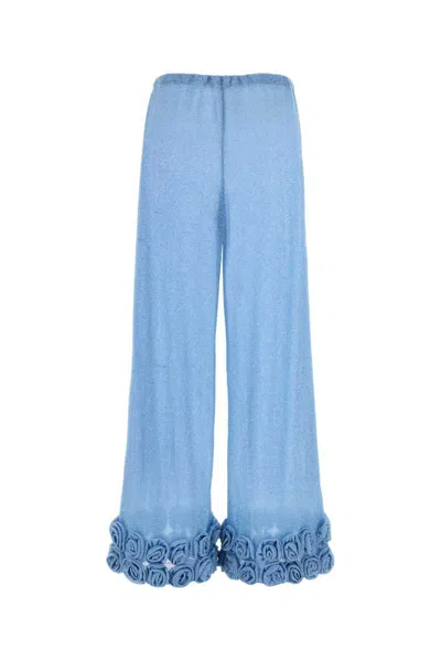Oseree Pant Wide-leg Floral Embellishments In Blue