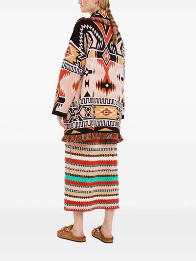 Alanui Geometric Roots Cardigan With Vibrant Fringe Trims