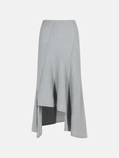 Khaite 'miranda' Grey Wool Skirt