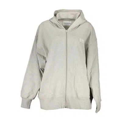 Calvin Klein Sleek Gray Cotton Zip Hoodie With Logo
