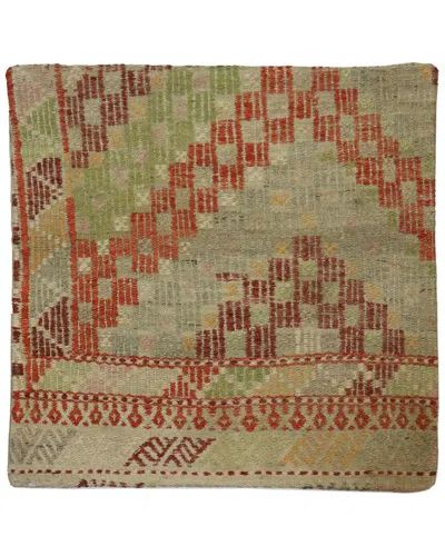 Pasargad Home Vintage Turkish Kilim Wool Pillow Case In Green